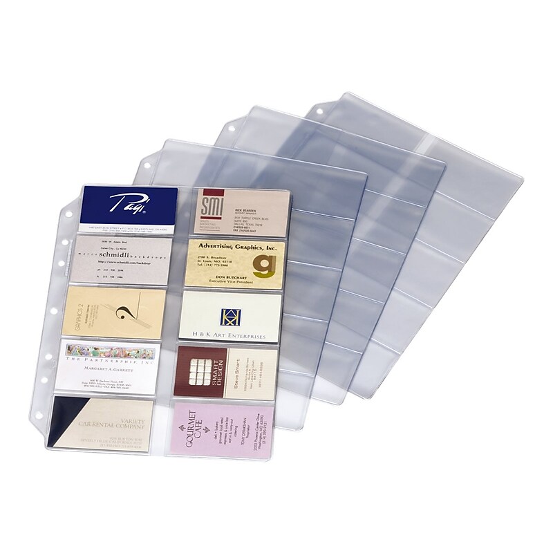 Cardinal Business Card Refill Pages, 20 Card Capacity, Clear, 10/Pack (7860 000) image 1