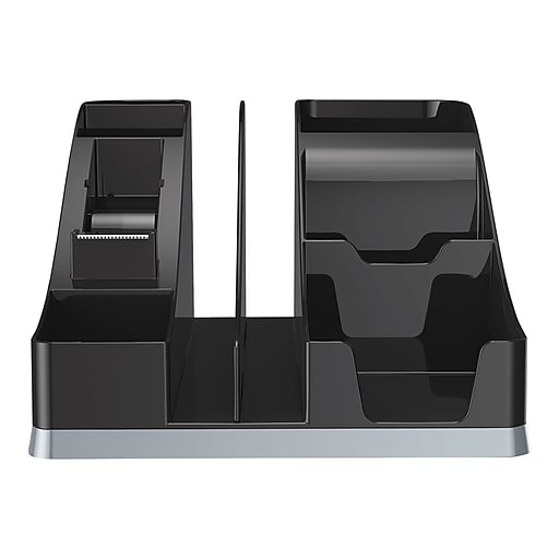 DeflectO Silhouettes Desktop Organizer, Black/Silver (35172) at Staples