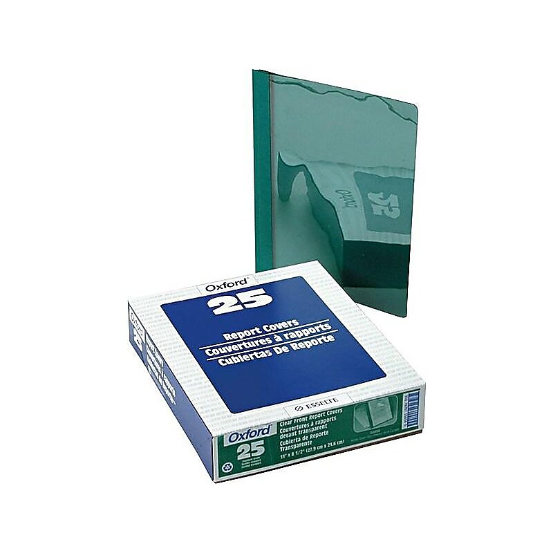 Oxford Clear Front Report Cover, Letter Size, Hunter Green, 25/Box (OXF 55856) image 1