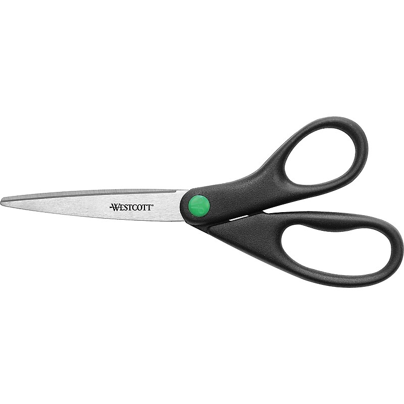 Westcott KleenEarth 8" Stainless Steel Standard Scissors, Pointed Tip, Black (41418/13039) image 1