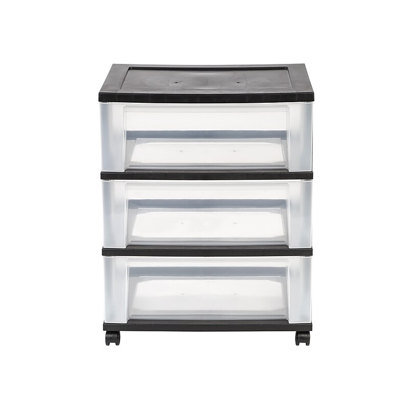 Iris 3-Drawer Durable Storage Cart, Black/Clear (53182) image 1