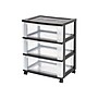 Iris 3-Drawer Durable Storage Cart, Black/Clear (53182)~#|#~sp44851167_sc7