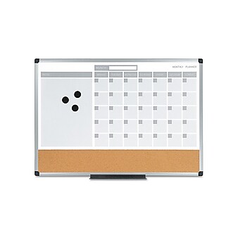 MasterVision Gold Ultra Magnetic Cork & Dry Erase Planning Board, Aluminum Frame, 2' x 1.5' (MB3507186)