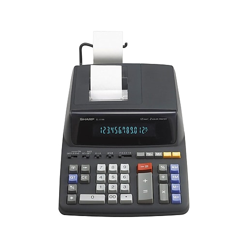 Sharp EL2196BL 12Digit Desktop Printing Calculator, Black Staples