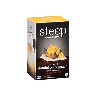 Bigelow Steep Dandelion & Peach Green & Rooibos Tea Bags, 20/Box (17715)