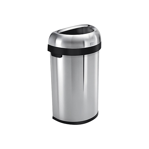 simplehuman Indoor Trash Can with Lid, Brushed Stainless Steel, 16