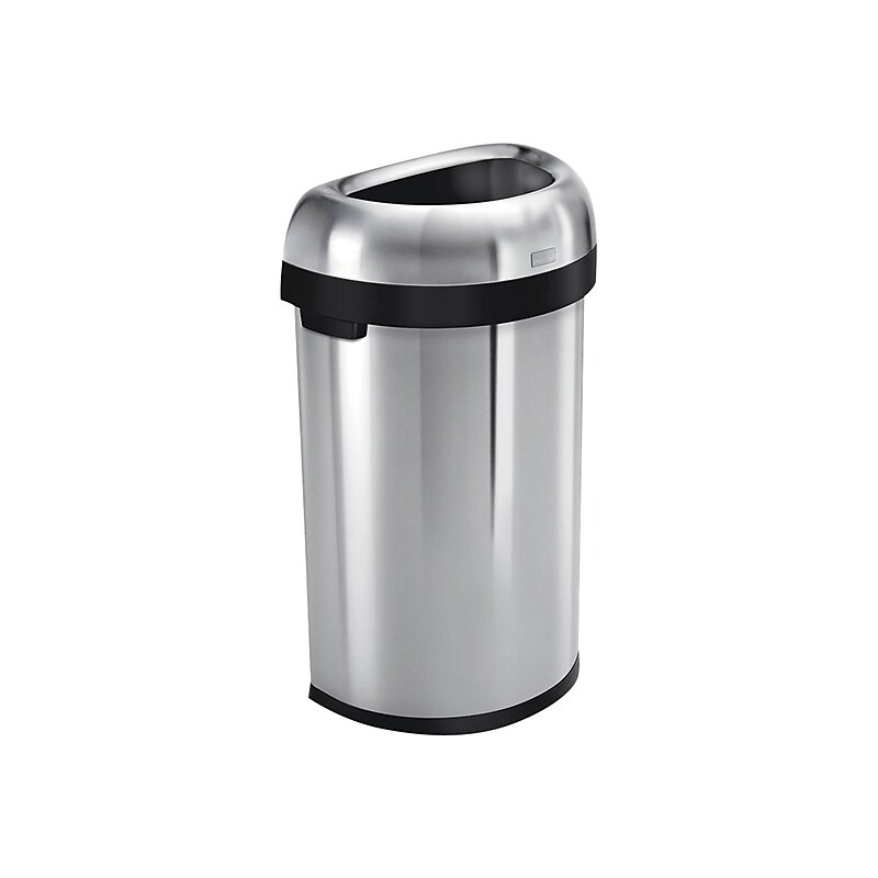 simplehuman Trash Can with Lid, 16 Gallon, Brushed Stainless Steel (CW1468) image 1
