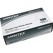 Ambitex N200BLK Nitrile Exam Gloves, Powder Free, Latex Free, Black, Small, 100/Box (NSM200BLK)