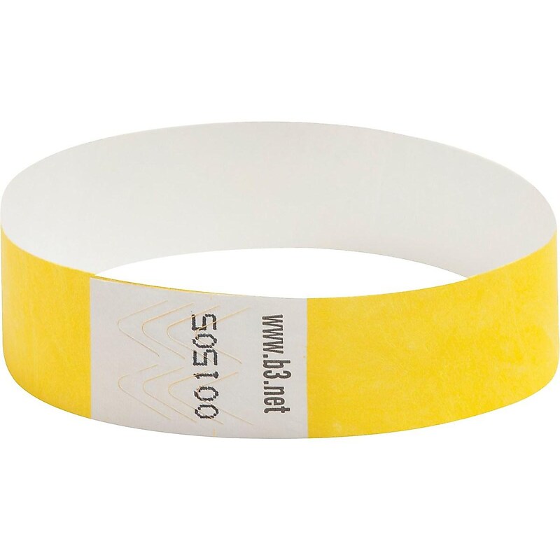 Baumgarten's Sicurix Security Crowd Control Wristbands, Yellow, 100/Pack (85070) image 1