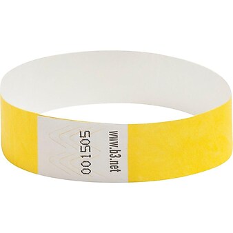 Baumgarten's Sicurix Security Wristbands, Yellow, 100/Pack (85070)