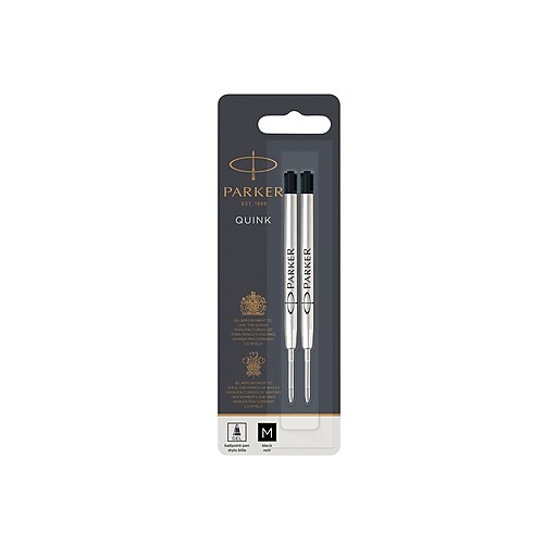 Fits 'Parker-Style' Pe 30525 Parker Quink Medium Black Gel Pen Refill 2-Pack 