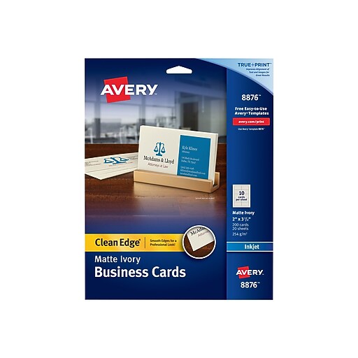 Avery Clean Edge Business Cards, 2" x 3 1/2", Matte Ivory, 200 Per Pack ...
