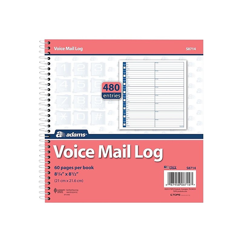 Adams Message Pads, 8.25" x 8.5", White, 30 Sheets/Pad, 2 Pads/Pack (S8714) image 1