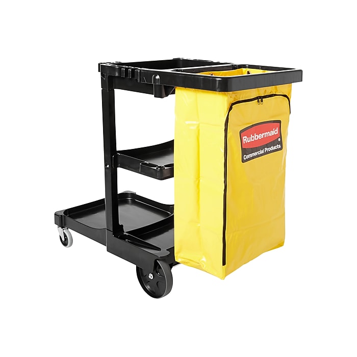 Rubbermaid Janitorial 3-Shelf Cleaning Cart with Bag (FG617388BLA