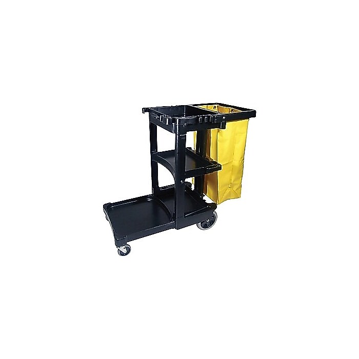 Rubbermaid Janitorial 3-Shelf Cleaning Cart with Bag (FG617388BLA