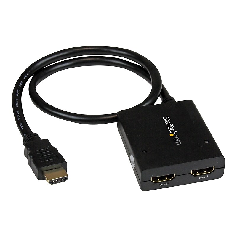 StarTech HDMI to HDMI/HDMI Audio/Video Splitter, Male to Female, Black (ST122HD4KU) image 1