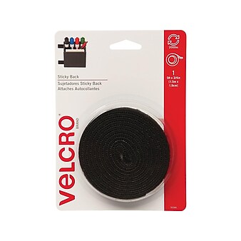 Velcro® Brand 3/4" x 5' Sticky Back Hook & Loop Fastener Roll, Black (90086)