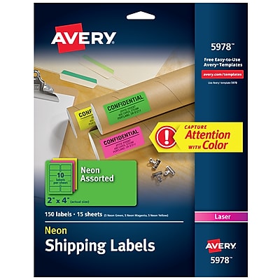 Avery High-Visibility Shipping Labels Neon Green-Pack of 1000 Labels 2 x 4 Inches 05976 