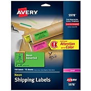 Avery High Visibility Laser Shipping Labels, 2" x 4", Assorted Colors, 150 Labels Per Pack (5978)