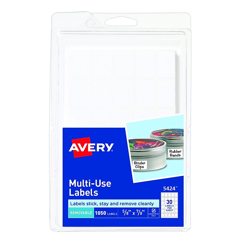 Avery Hand Written Multipurpose Labels, 5/8" x 7/8", White, 30/Sheet, 35 Sheets/Pack (5424) image 1