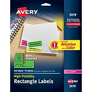 Avery High-Visibility Laser Address Labels, 1" x 2 5/8", Assorted Colors, 450 Labels Per Pack (5979)