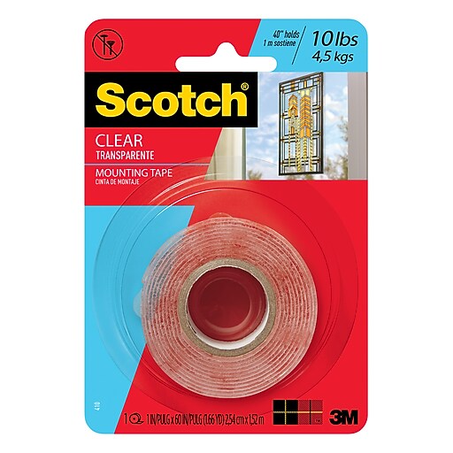 Scotch DoubleSided Mounting Tape, Industrial Strength, 1" X 60", Clear