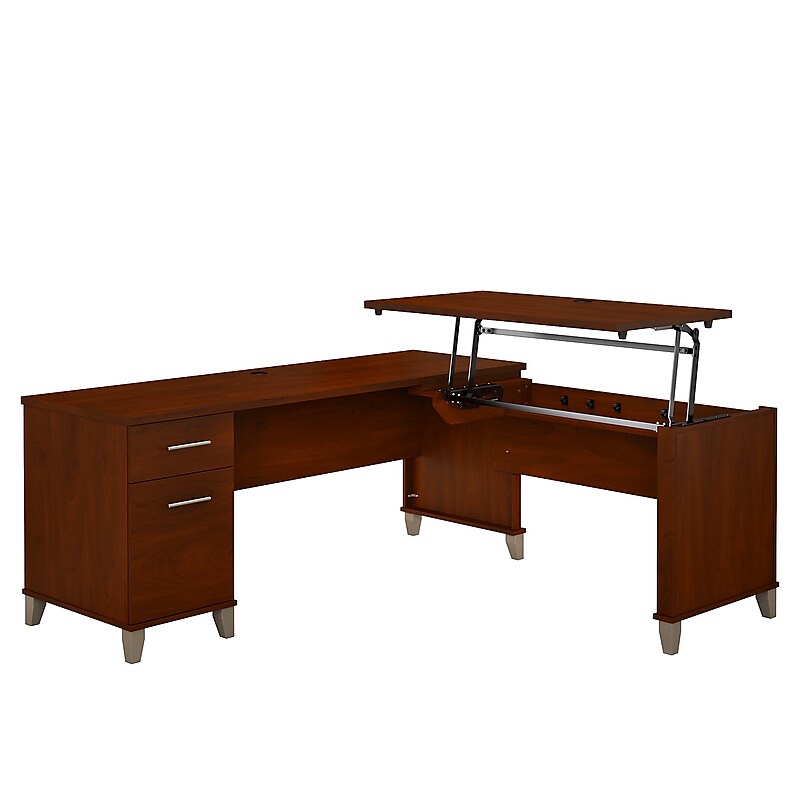 Bush Furniture Somerset 72"W 3 Position Sit to Stand L Shaped Desk, Hansen Cherry (SET014HC) image 1