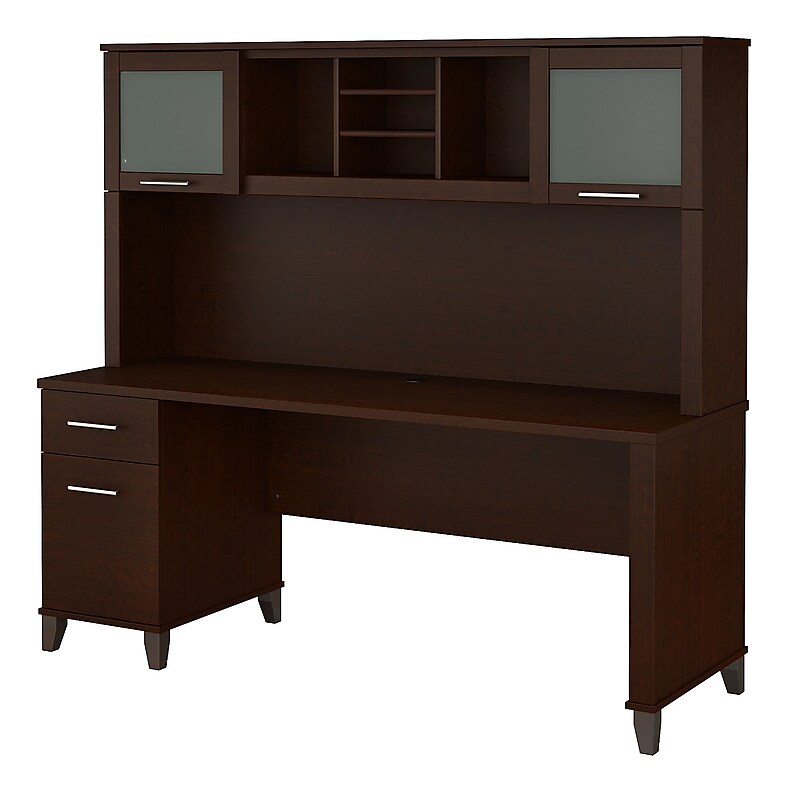 Bush Furniture Somerset 72"W Office Desk with Drawers and Hutch, Mocha Cherry (SET018MR) image 1
