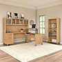 Bush Furniture Somerset 72"W 3 Position Sit to Stand L Shaped Desk with Hutch and Bookcase, Maple Cross (SET017MC)~#|#~sp45060385_sc7