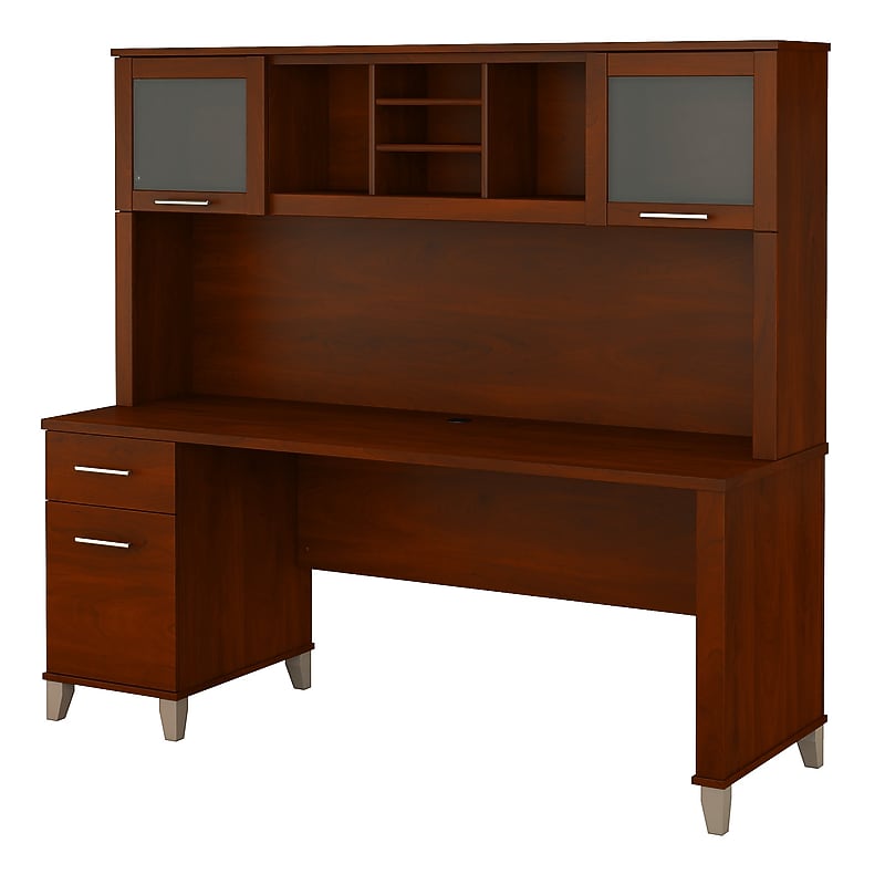 Bush Furniture Somerset 72"W Office Desk with Drawers and Hutch, Hansen Cherry (SET018HC) image 1