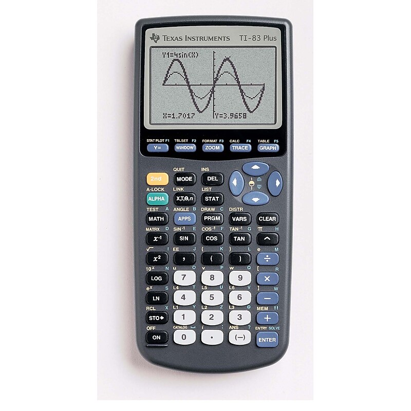 Texas Instruments TI-83 PLUS Graphing Calculator, Gray, 10/Box (TI83PLUSTK) image 1
