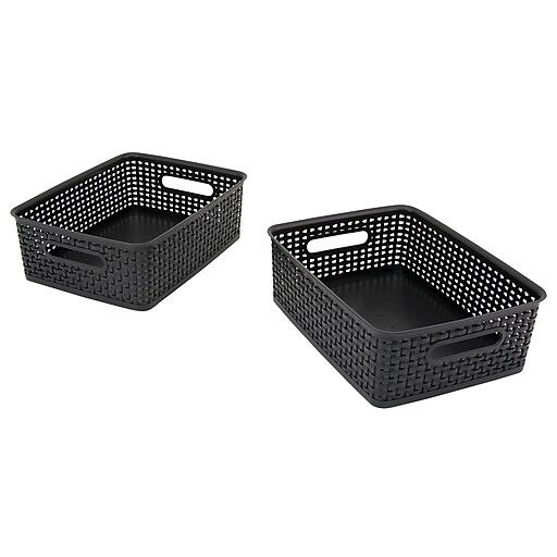 Advantus Weave Plastic Bins, Black, 3/Pack (AVT40326) Staples