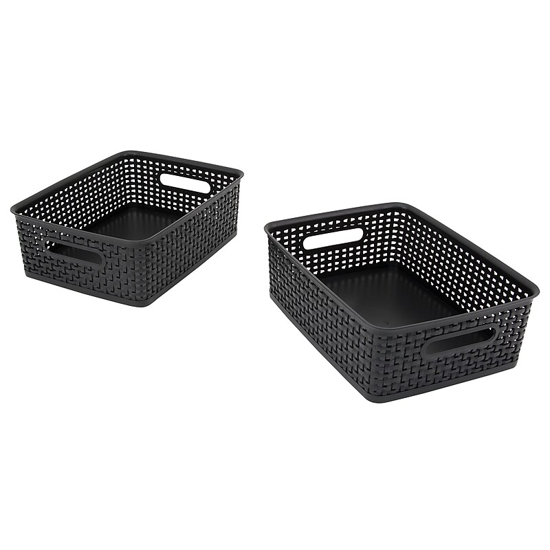 Advantus Weave Plastic Bins, Black, 3/Pack (AVT40326) image 1