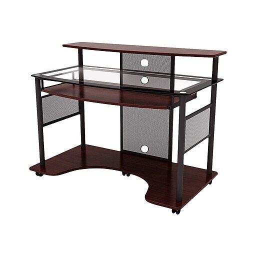 Shop Staples For Z Line Designs Cyrus Workstation Glass Desk Cherry