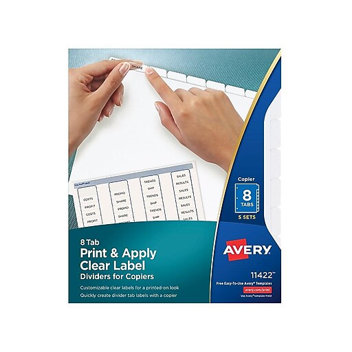 Avery Index Maker® White Dividers with Clear Tab Labels for Copiers, 8