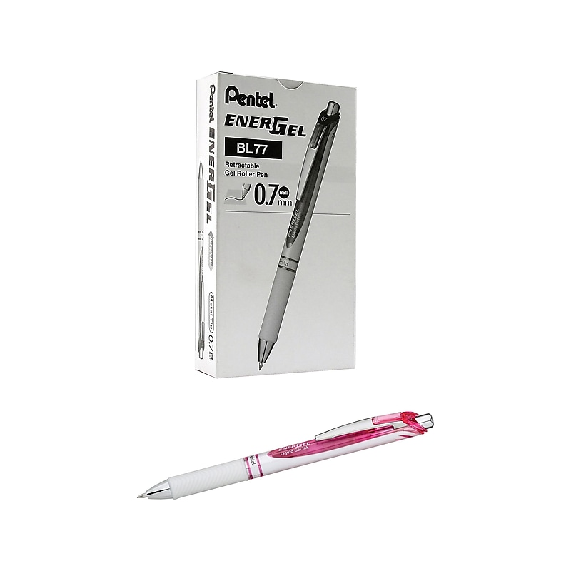 Pentel EnerGel Pearl Deluxe RTX Retractable Gel Pens, Medium Point, Pink Ink, Dozen (BL77PW-P) image 1