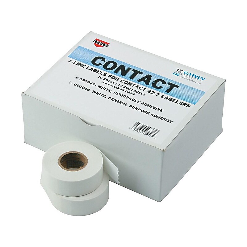 Garvey Labels, 1-Line, White, 19200/Box (090947) image 1