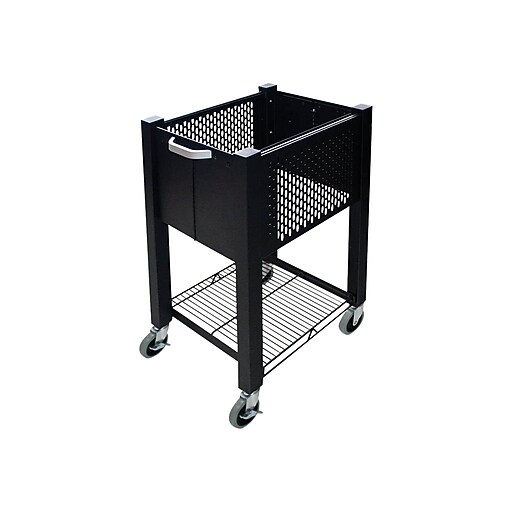 Vertiflex InstaCart Metal Mobile File Cart with Lockable Wheels, Black