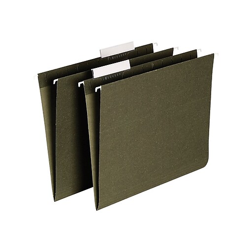 Staples® Hanging File Folders, 3-Tab, Letter, Standard Green, 25/Box ...