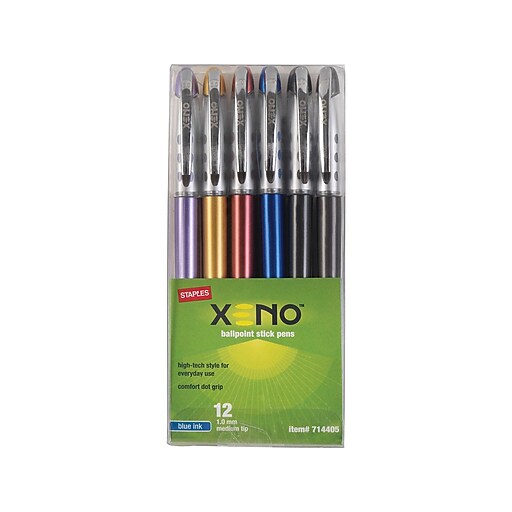 Staples Xeno Ballpoint Pens, Medium Point, Blue Ink, Dozen (17839