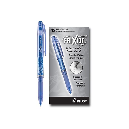 Pilot FriXion Point Erasable Gel Ink Pens, Extra Fine Point, Blue, 12/Pack (31574) at Staples