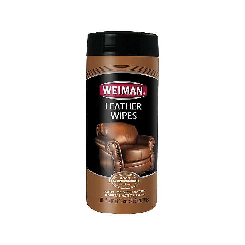 Weiman 1-Ply Leather Wipes, Lemon Scent, 30 Wipes/Tub (91) image 1
