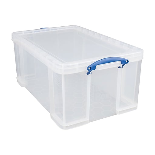 64 Liter Snap Lid Storage Bin Clear, Lock Storage Box Staples