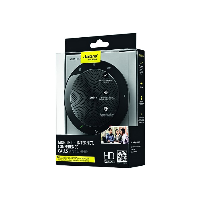 jabra Speak 510+ Wireless Speakerphone, Black | Staples
