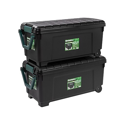Remington 169 Qt. Latch Lid Storage Totes, Black (296003) Staples