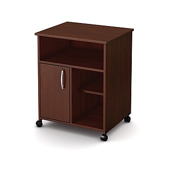 South Shore Axess Particle Board Mobile Printer Stand with Swivel Wheels, Royal Cherry (7246691)