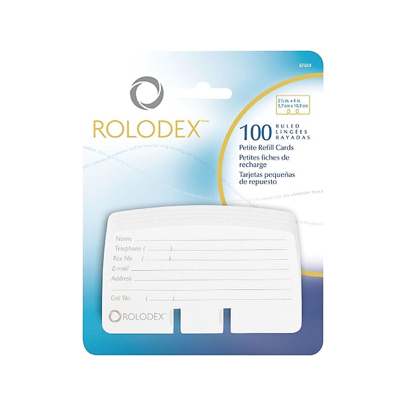 Rolodex Refill Rotary Cards, White, 100/Pack (67553) image 1