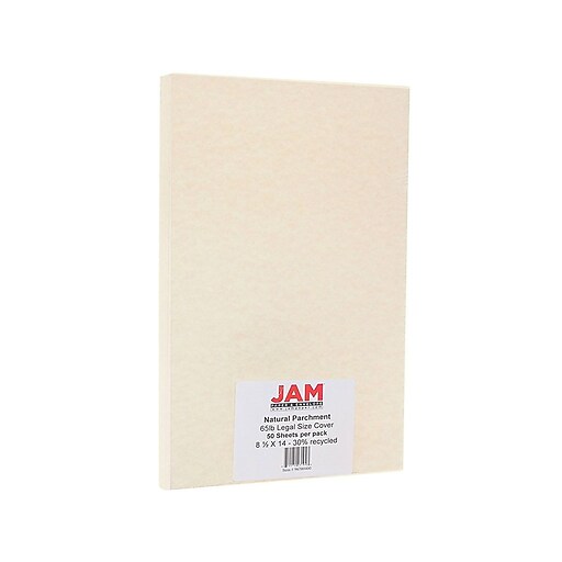 JAM Paper Ivory Cardstock 65 lb. Cardstock Paper, 8.5" x 14", Natural