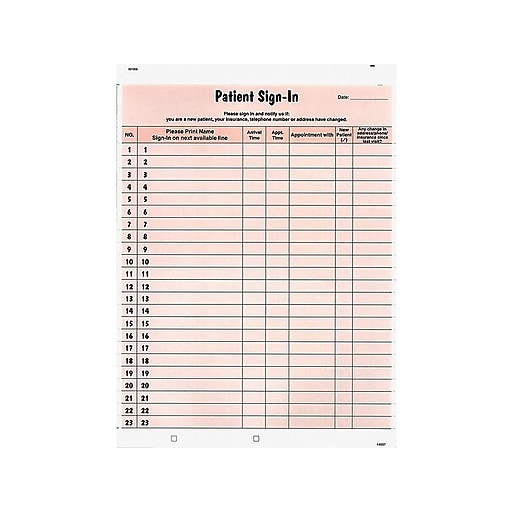 Shop Staples for Tabbies Patient 1Part Privacy SignIn Sheets, 125/Pack (14530)