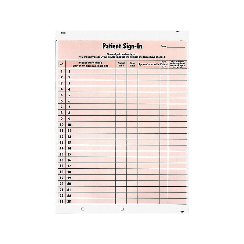 Tabbies Patient Privacy Sign-In Sheets, 2-Part, 125/Pack (TAB14530) image 1